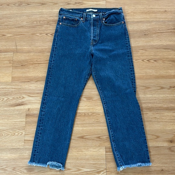 Levi's Denim - Levi's Womens Wedgie Straight Jeans 30 Ankle Raw Hem High Rise Distressed Hem